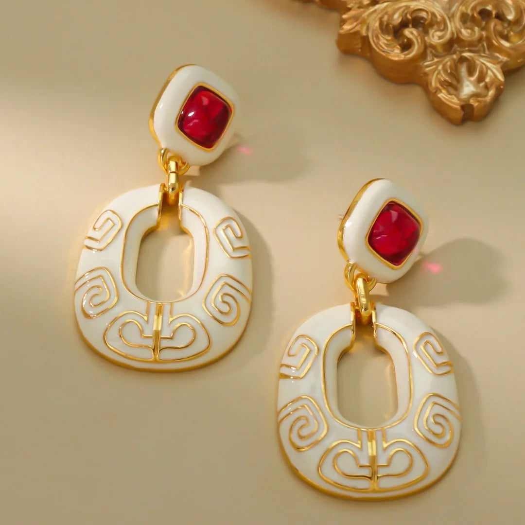 Eleganti orecchini a bottone in smalto rosa per la musa moderna | ULZZANG BELLA