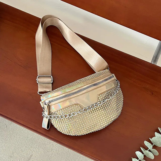 Luxury Diamond Waist Belt Bag – Chic PVC Fanny Pack for Women | ULZZANG BELLA
