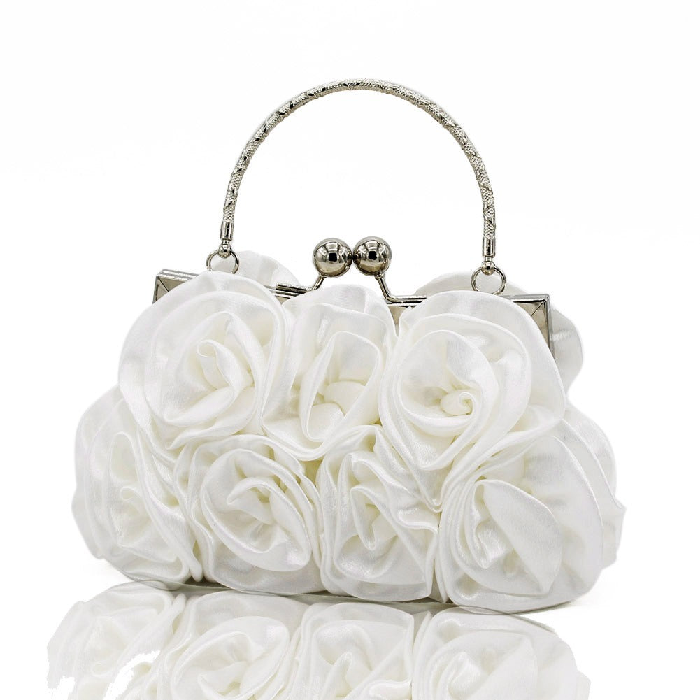 Elegant Silk Rose Banquet Dress & Bride Bag Set | ULZZANG BELLA