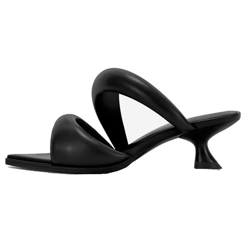 Soft Leather Elegant Kitten Flip Flops for Plus Size Women | ULZZANG BELLA