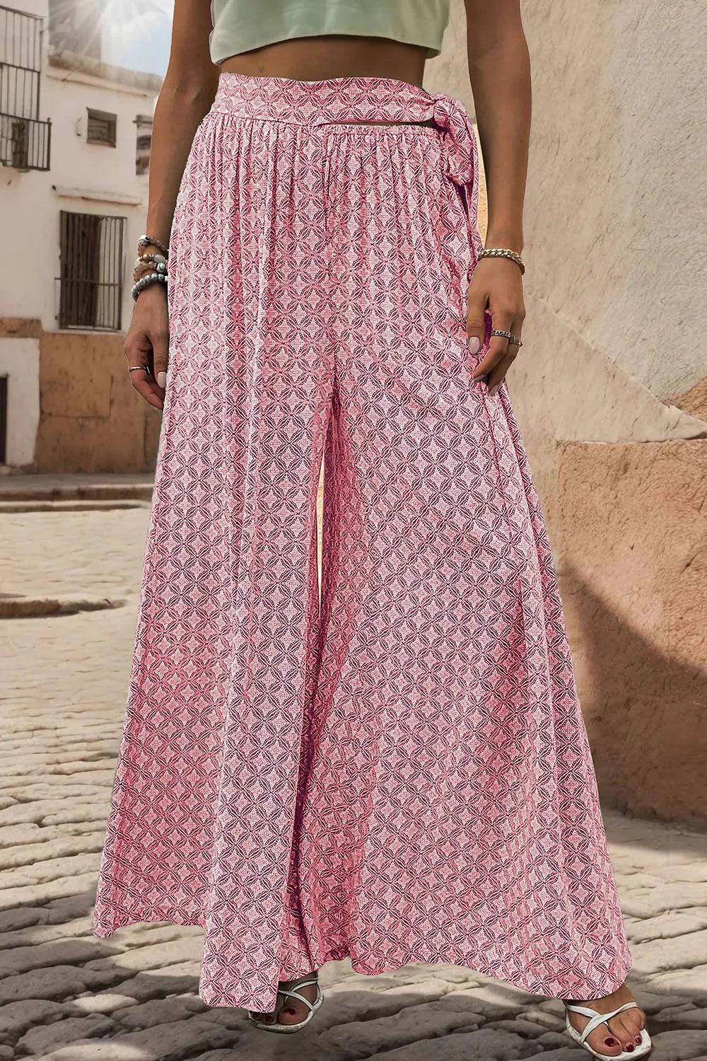 Sophisticated Tied Wide Leg Pants in Sheer Elegance | ULZZANG BELLA
