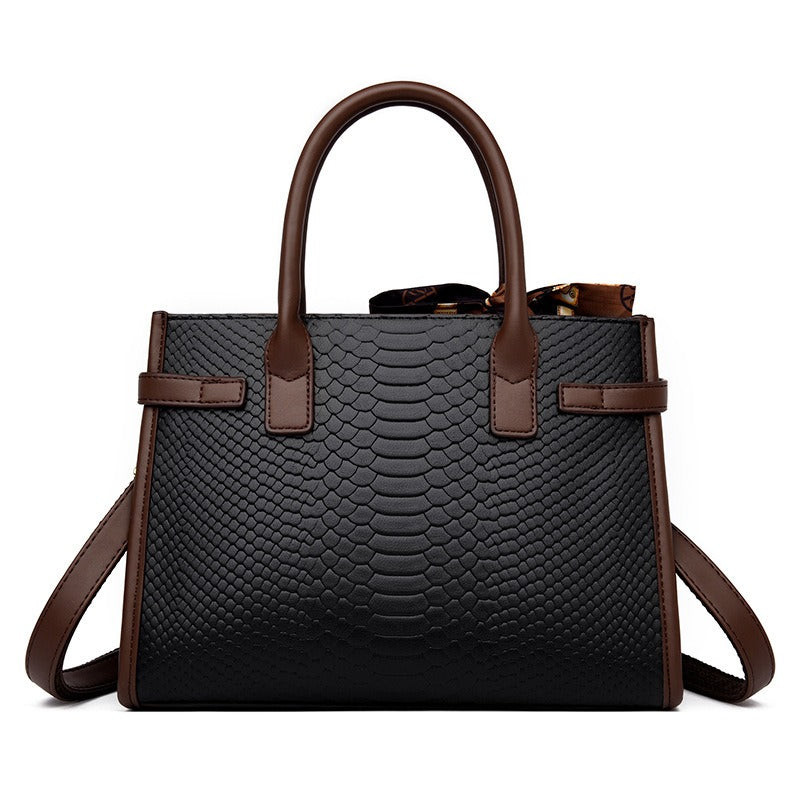Snakeskin Embossed Leather Briefcase | ULZZANG BELLA
