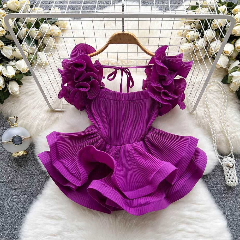 Ruffled Summer Chic Waistcoat - Women's Short Waist Top | ULZZANG BELLA