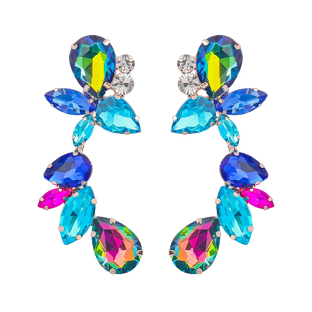 Discover athé's Floral Dangle Rhinestone Earrings, a masterpiece of South Korean craftsmanship, blending exquisite materials for timeless elegance and allure.
