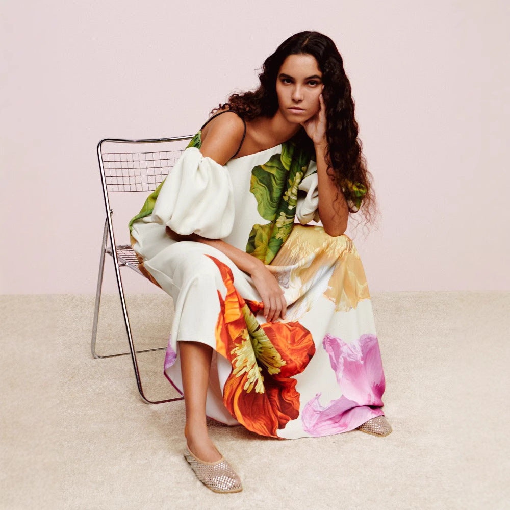 Summer Elegance Off-the-Shoulder Floral Dress | ULZZANG BELLA