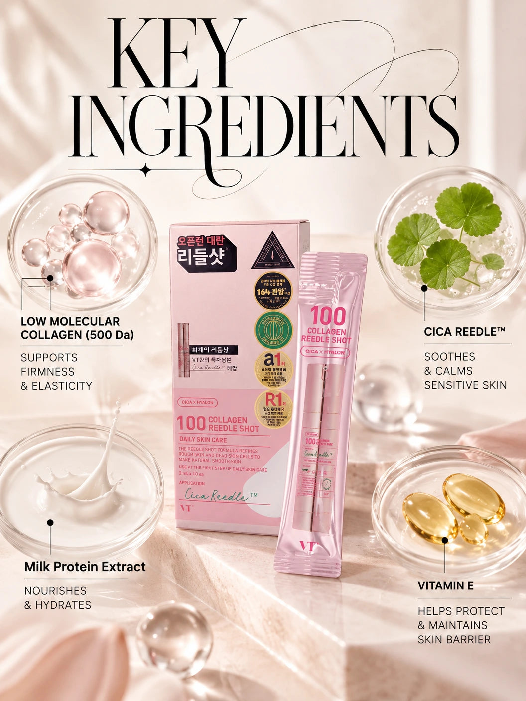100 Collagen Reedle shot 10ea | VT Cosmetics | VT Cosmetics Collagen Reedle Serum - Couture Hydration Elixir