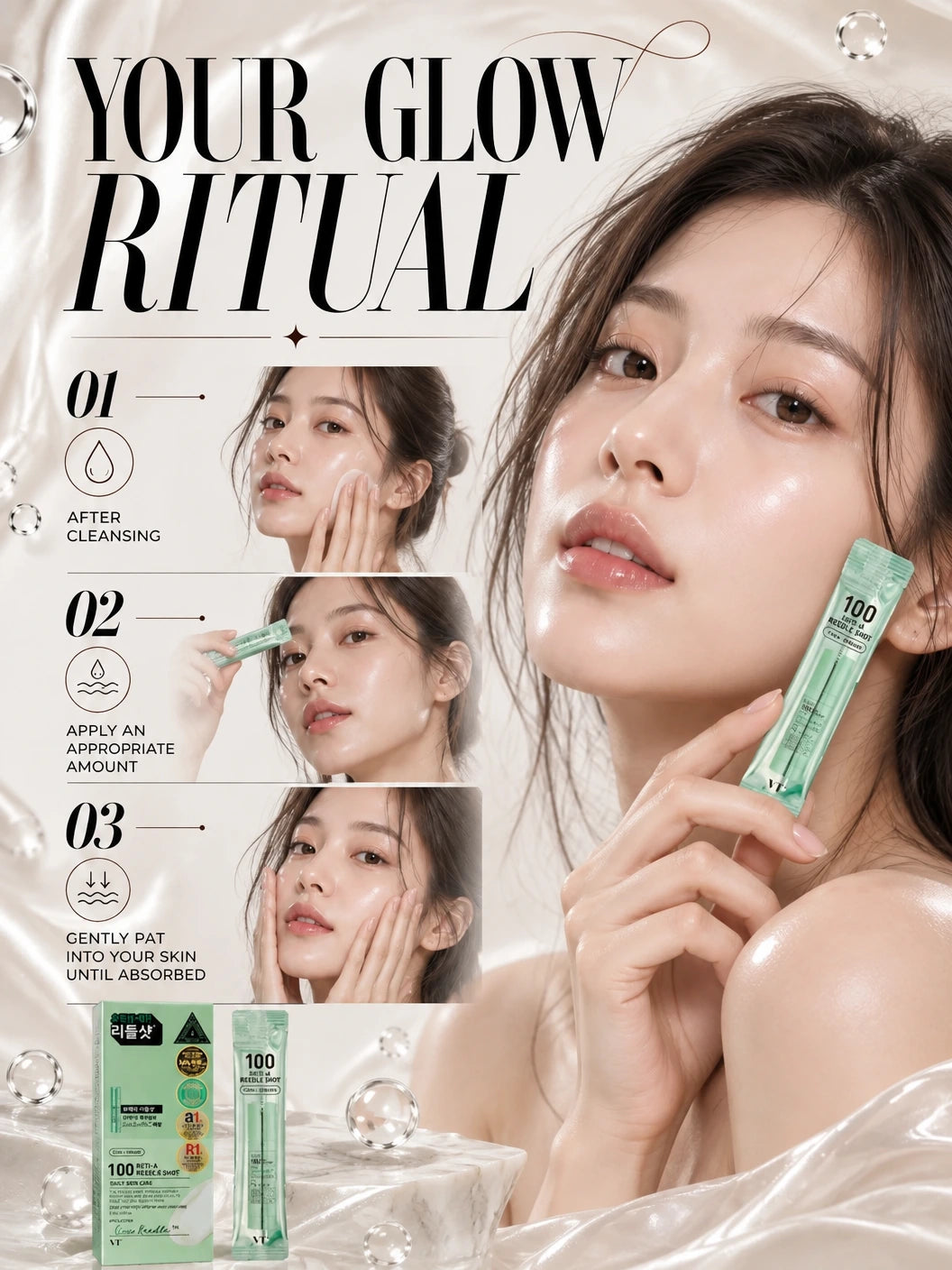 100 RETI-A Reedle shot 10ea | VT Cosmetics | VT Cosmetics Reti-A Reedle Shot Serum, Artisanal Luxury Hydration