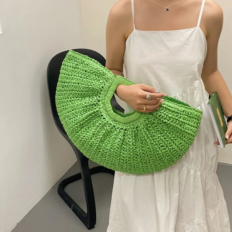 Sumptuous Summer Grass Woven Bag for Women – Spacious Beach Handbag | ULZZANG BELLA