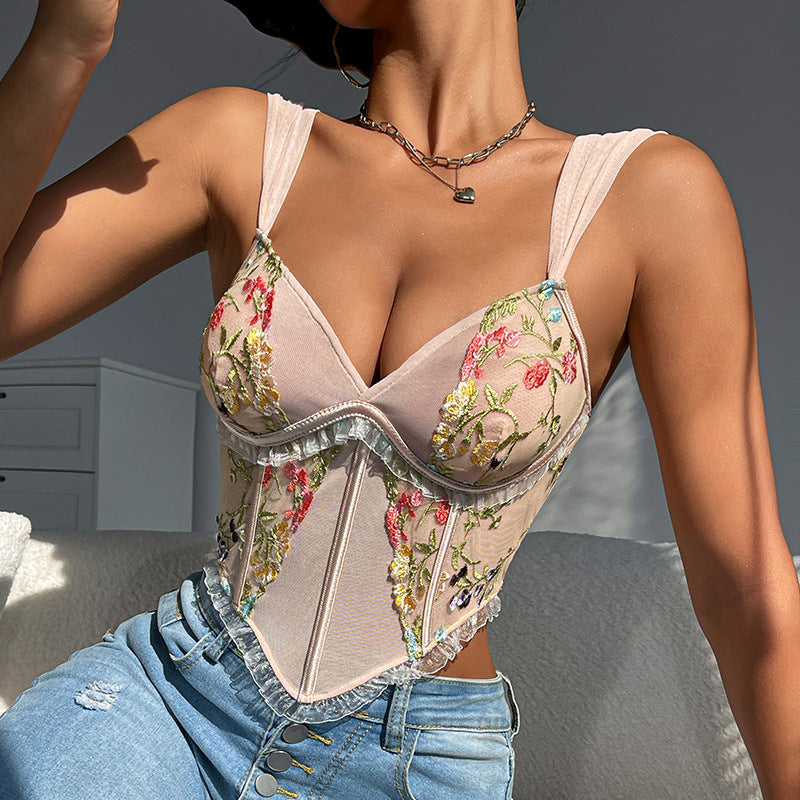 Seductive Retro Floral Vest Top | ULZZANG BELLA