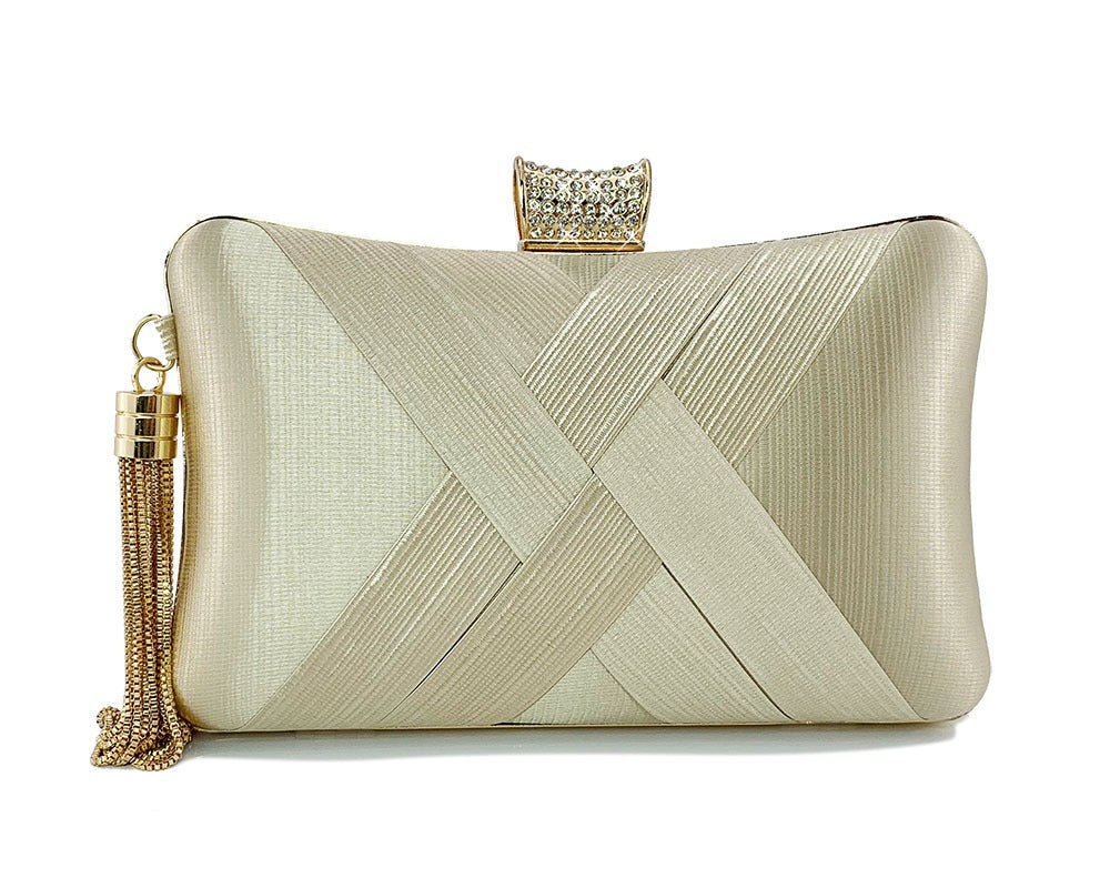Elegant Diamond Buckle Tassel Woven Evening Handbag | ULZZANG BELLA