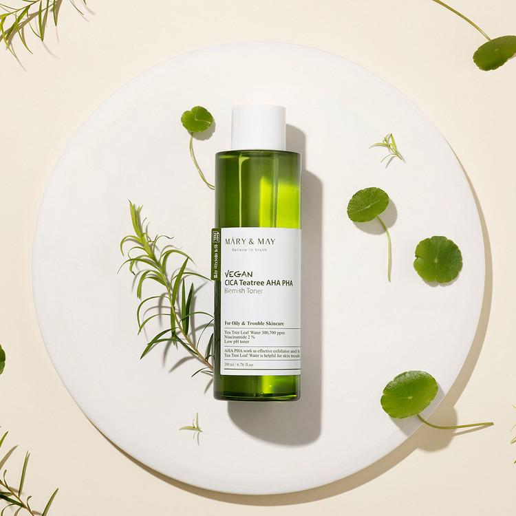 Vegan CICA Tea Tree AHA PHA Blemish Toner - 200ml | Mary&May