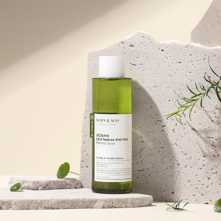 Vegan CICA Tea Tree AHA PHA Blemish Toner - 200ml | Mary&May