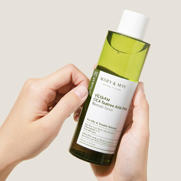 Vegan CICA Tea Tree AHA PHA Blemish Toner - 200ml | Mary&May