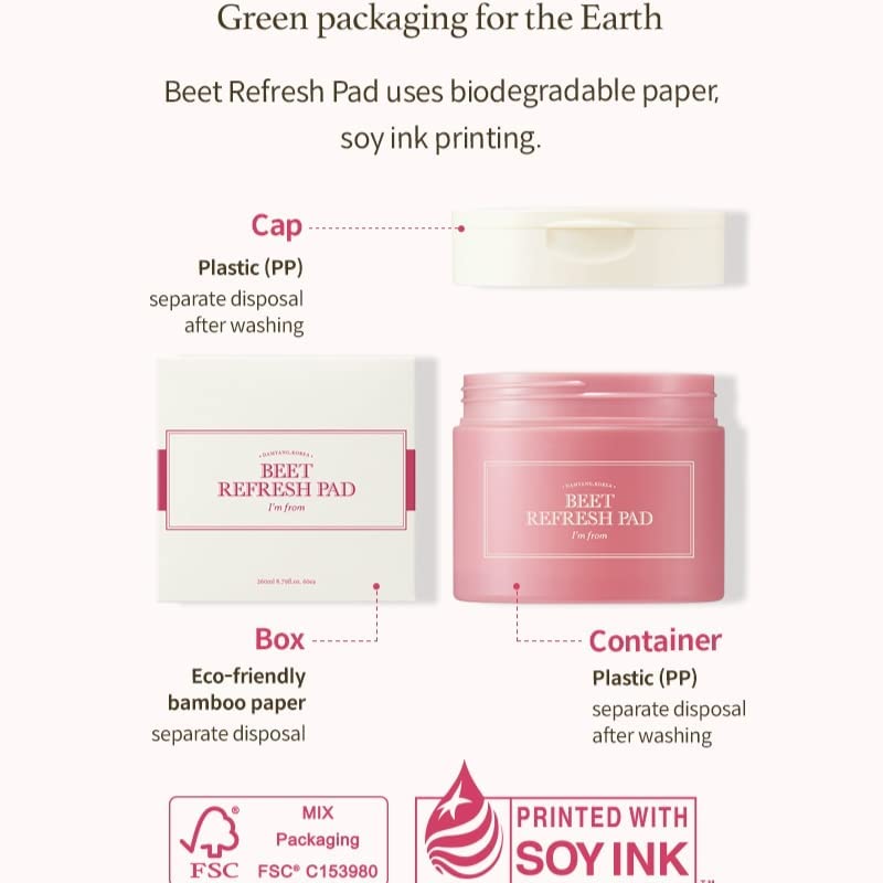 Revitalising Red Beet Refresh Pads (60pcs) | I'm From