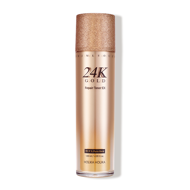 Coccola la tua pelle con il tonico riparatore all'oro 24K per luminosità e compattezza (120 ml) | HOLIKA HOLIKA