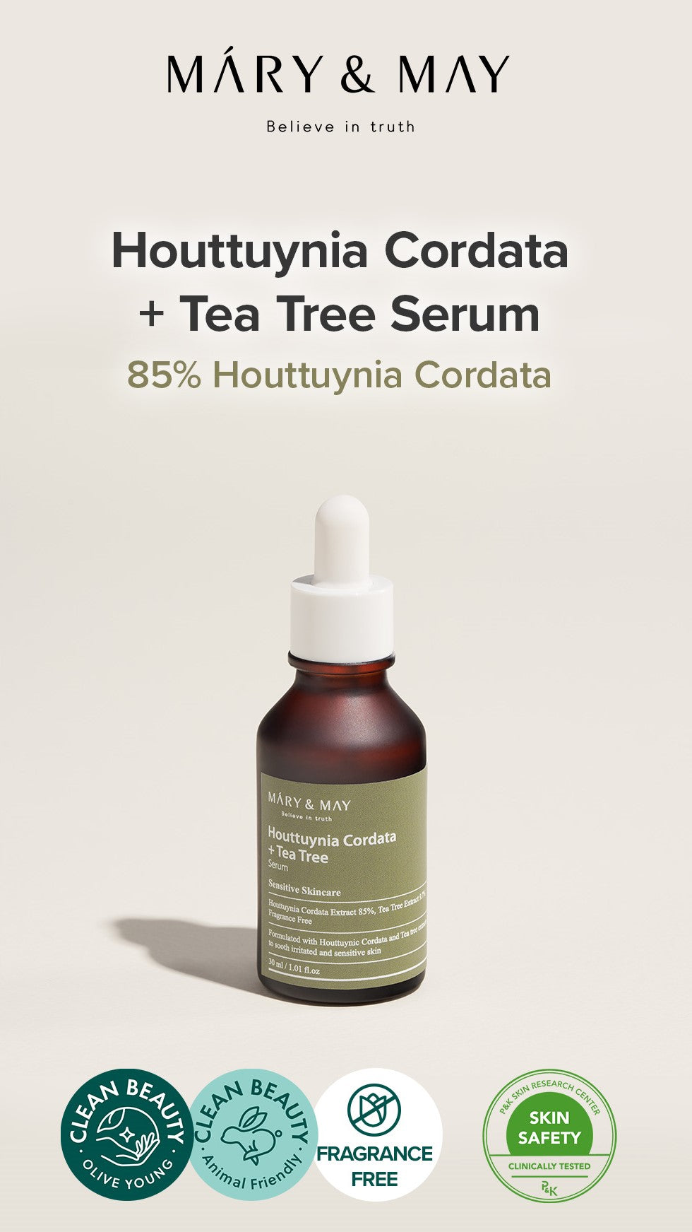 Houttuynia Cordata +Tea Tree Serum - 30ml | Mary&May