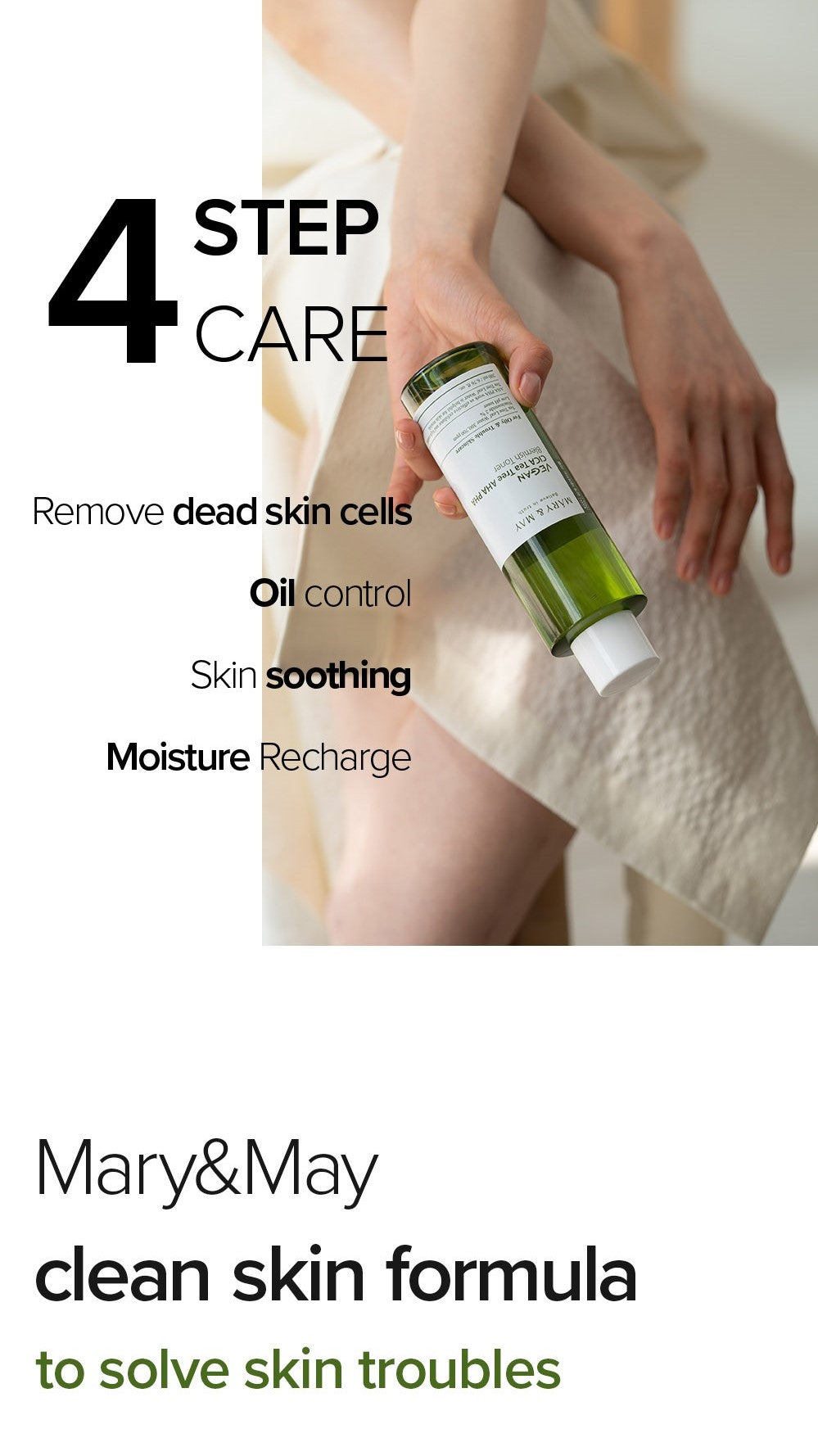 Vegan CICA Tea Tree AHA PHA Blemish Toner - 200ml | Mary&May