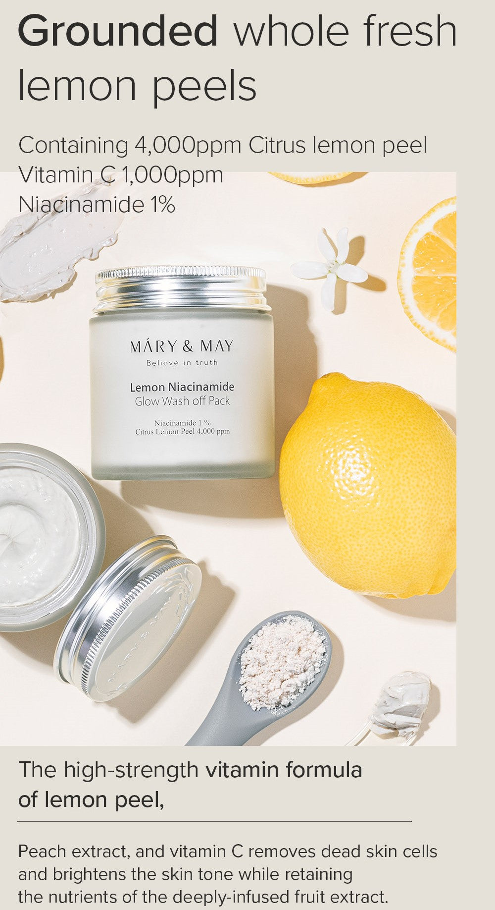 Lemon Niacinamide Glow Wash Off Pack 125g | Mary&May