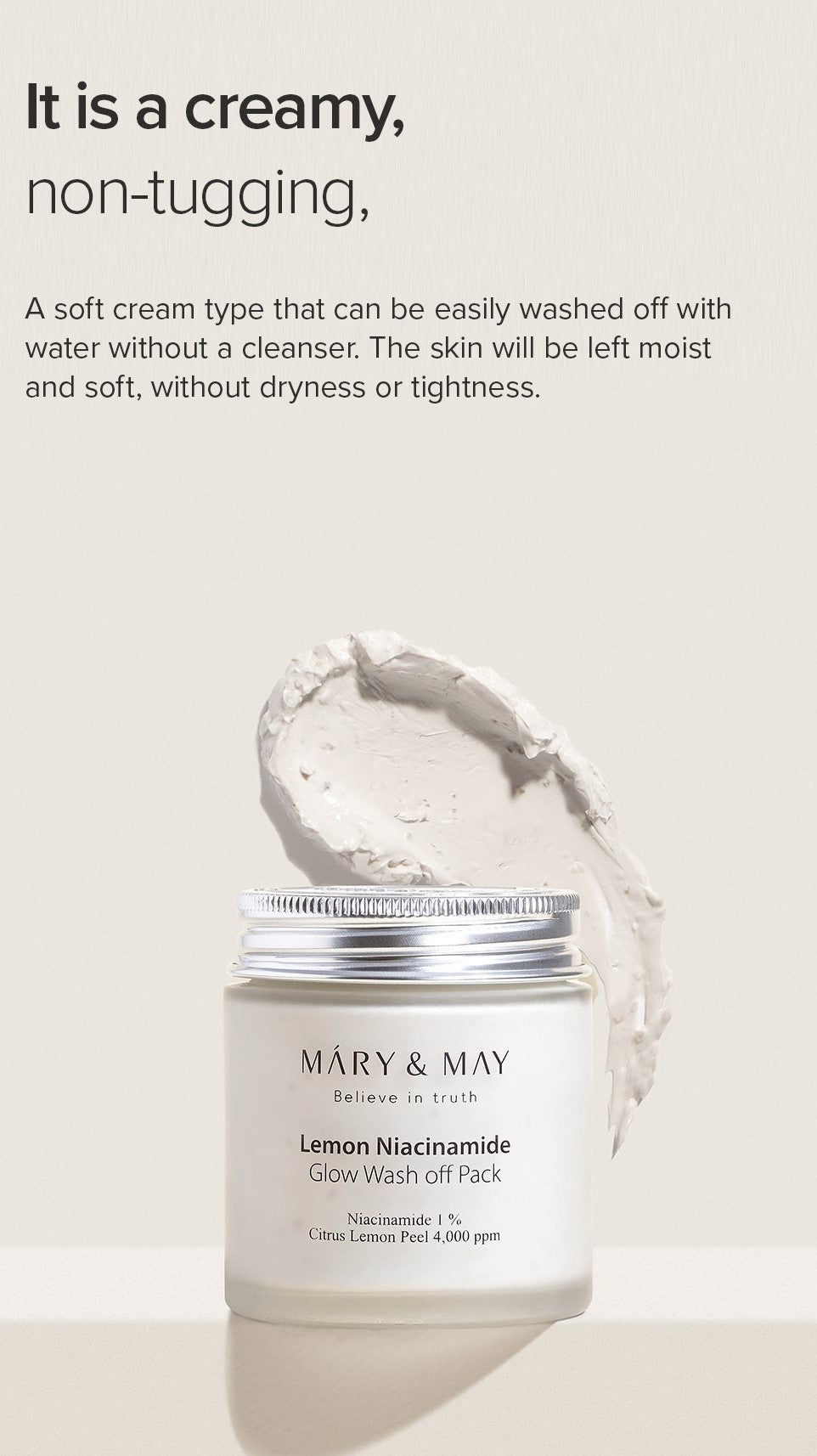 Lemon Niacinamide Glow Wash Off Pack 125g | Mary&May
