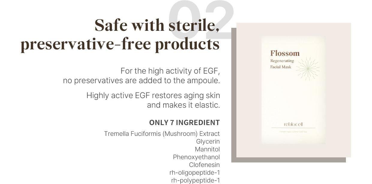 Flossom Regenerating Facial Mask EGF 1ppm 1 Sheet | Reblocell