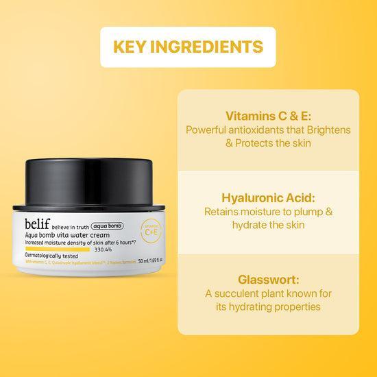 Aqua Bomb Vita Vitamin Water Cream: Elisir di idratazione definitiva per una pelle radiosa (50 ml) | belif