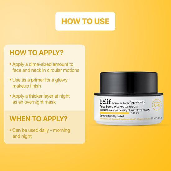 Aqua Bomb Vita Vitamin Water Cream: Elisir di idratazione definitiva per una pelle radiosa (50 ml) | belif