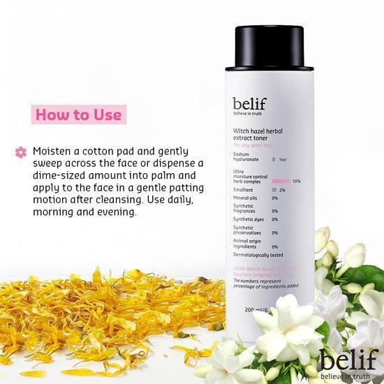Tonique revitalisant à l'extrait d'hamamélis pour une hydratation luxueuse (200 ml) | belif