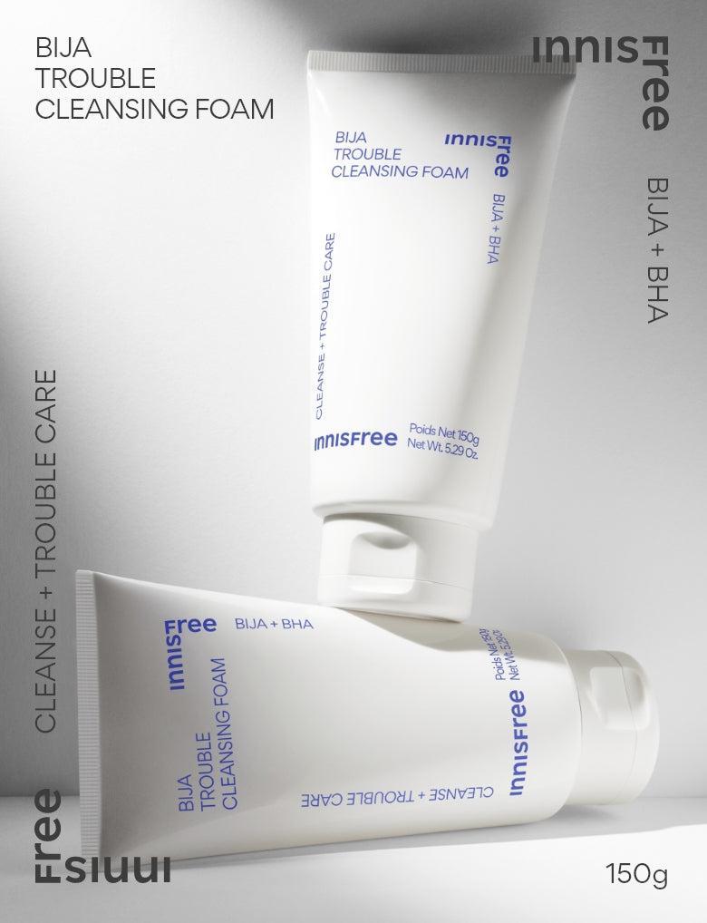Mousse nettoyante Bija Trouble : nettoyant revitalisant pour peaux à problèmes (150 g) | innisfree