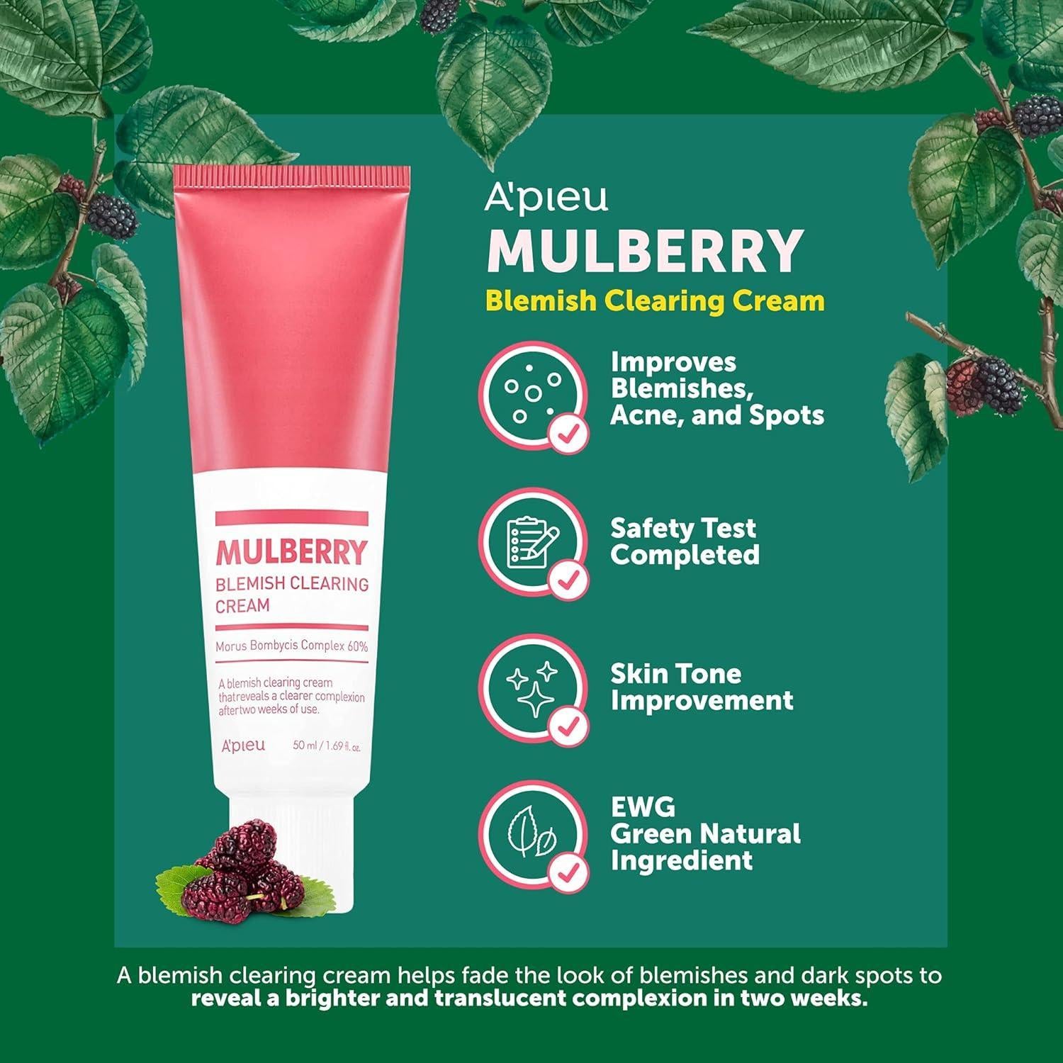 Mulberry Blemish Clearing Cream 50ml | A’PIEU