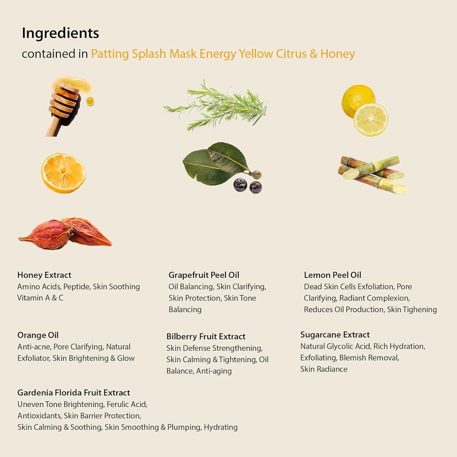 Patting Splash Mask Energy Yellow Citrus & Honey 150ml | Blithe