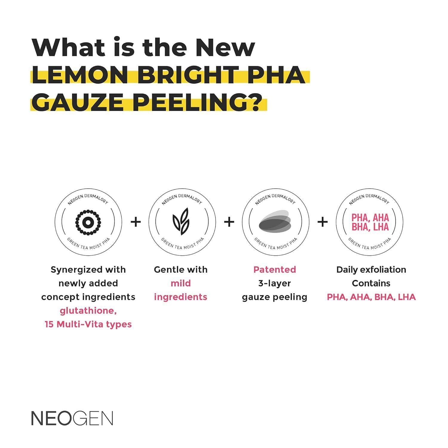 Dermalogy Lemon Bright PHA Gauze Peeling 190ml (30 Pads) | NEOGEN