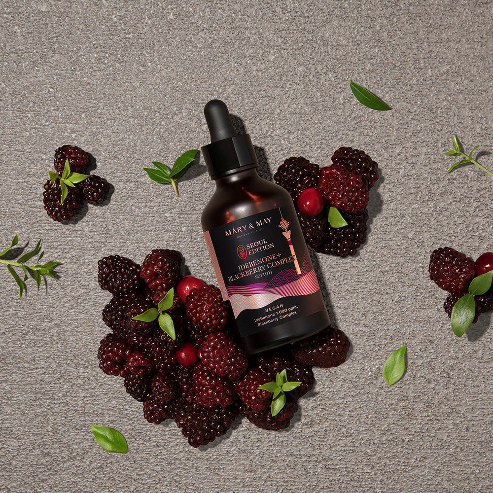 Indulge in the exquisite Mary&May Idebenone + Blackberry Complex Serum, a South Korean formulation that embodies luxury and advanced skincare, enhancing your timeless allure.
