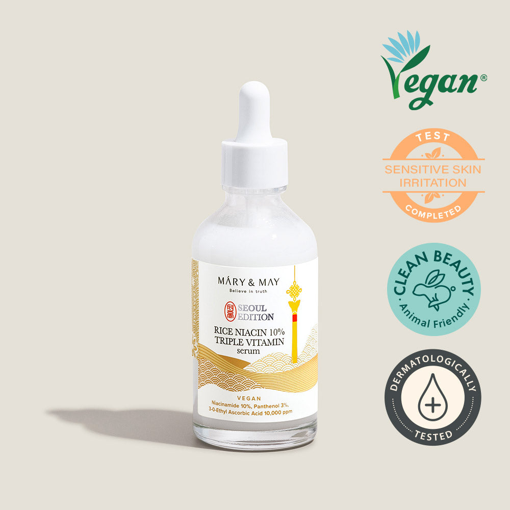 Experience the exquisite craftsmanship of athé's Rice Niacin 10% Triple Vitamin Serum, a luxurious South Korean formulation designed to illuminate and nourish your skin.
