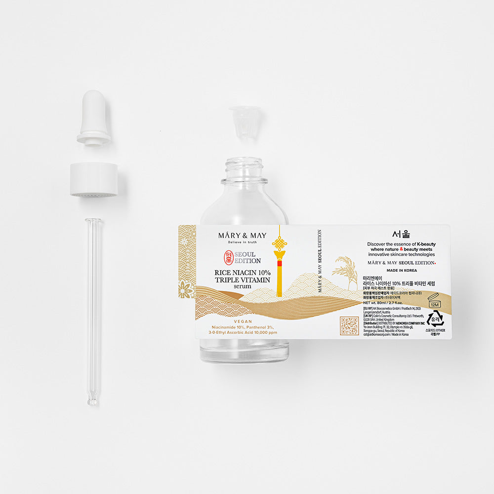 Experience the exquisite craftsmanship of athé's Rice Niacin 10% Triple Vitamin Serum, a luxurious South Korean formulation that elevates your skincare ritual to new heights.