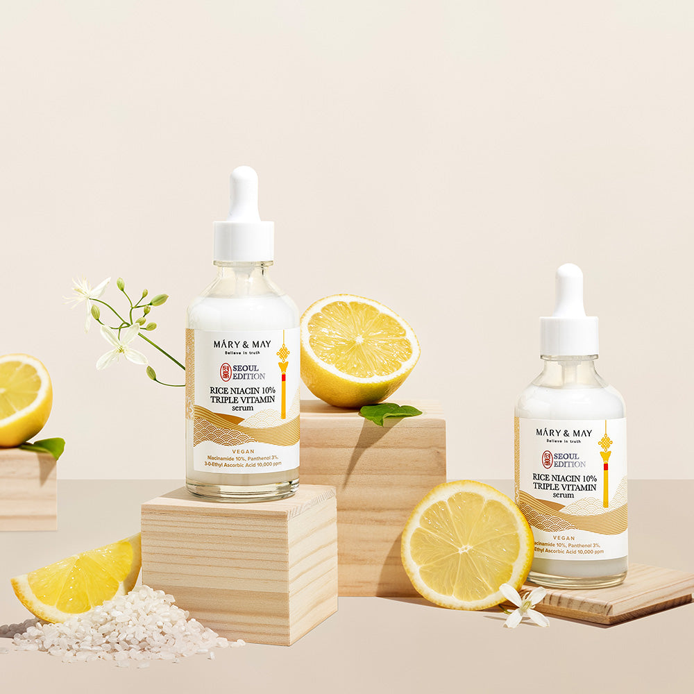 Discover the exquisite Mary&May Rice Niacin Triple Vitamin Serum, crafted in South Korea to elevate your skincare routine with luxurious nourishment and radiant glow.