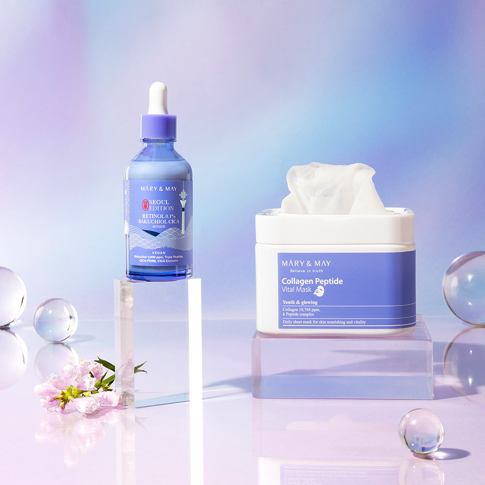 Discover the exquisite Mary&May Retinol 0.1% Bakuchiol Cica Serum, a luxurious South Korean formulation that elevates your skincare ritual with unparalleled craftsmanship and transformative results.