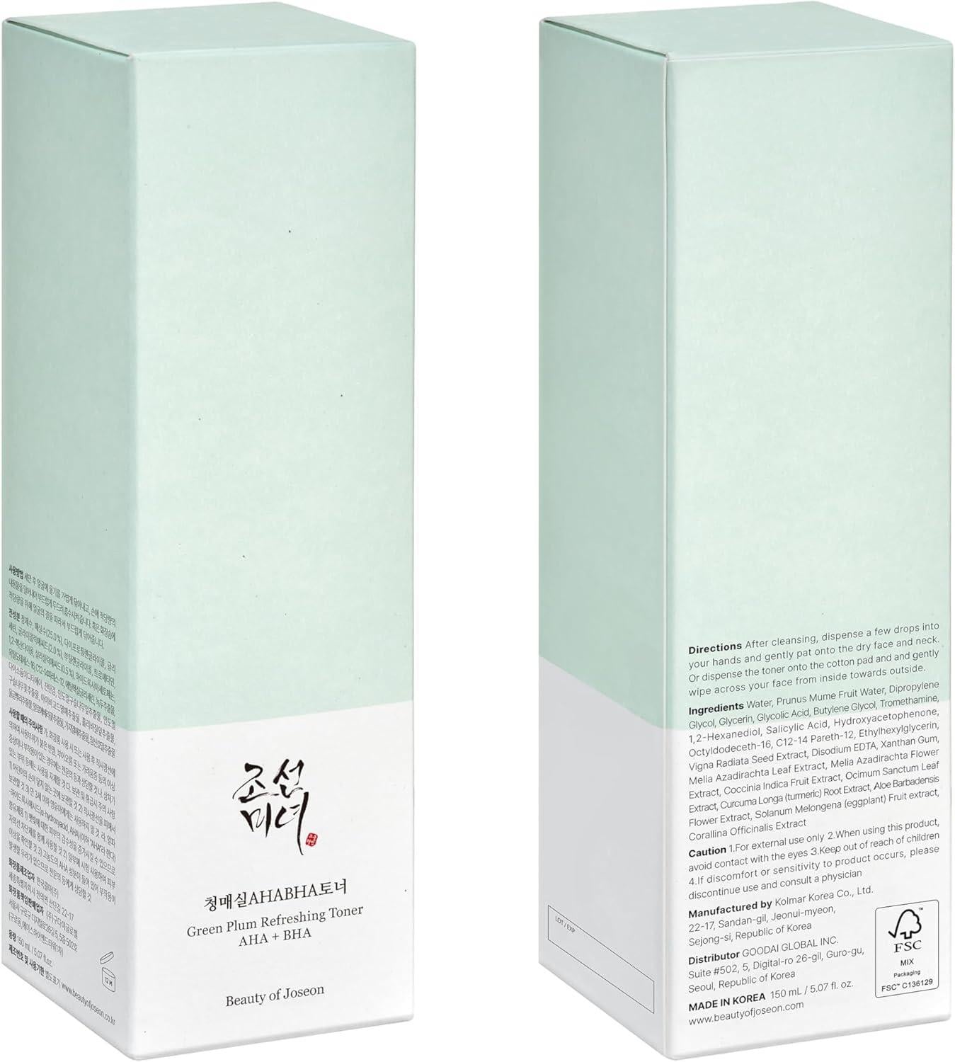 Revitalising Green Plum Essence Toner: AHA + BHA (150ml) | Beauty of Joseon