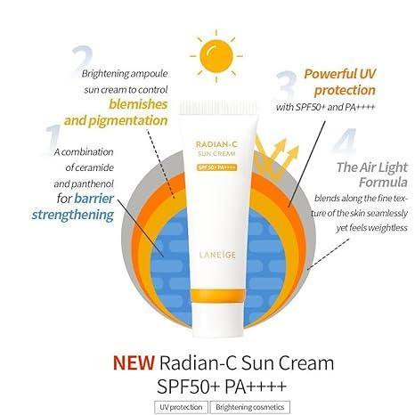 Crème solaire protectrice éclat SPF 50+ pour une peau éclatante (50 ml) | LANEIGE