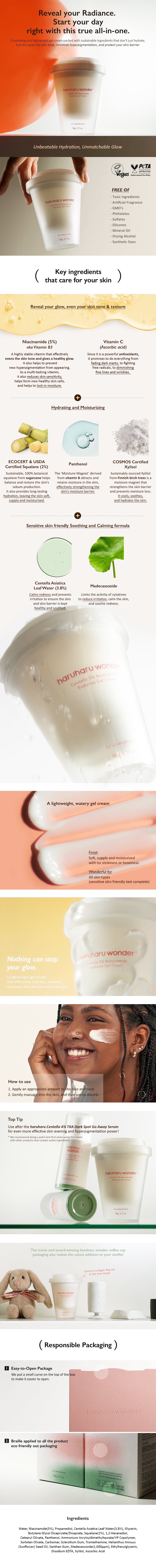 Centella 5% Niacinamide Radiance Gel Cream 90g | Haruharu Wonder