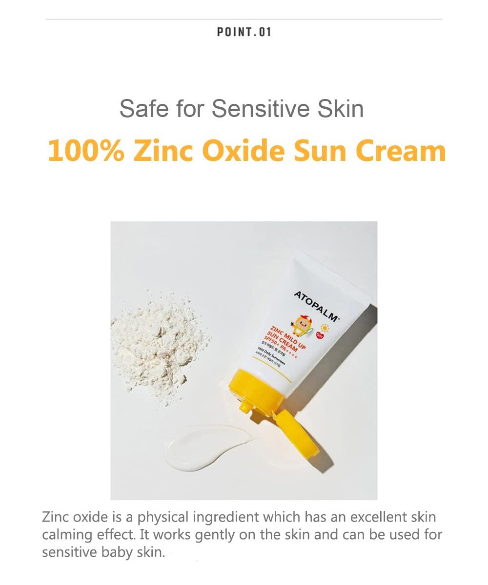 Zinc Mild Up Sun Cream SPF50+ PA++++ 65g | Atopalm