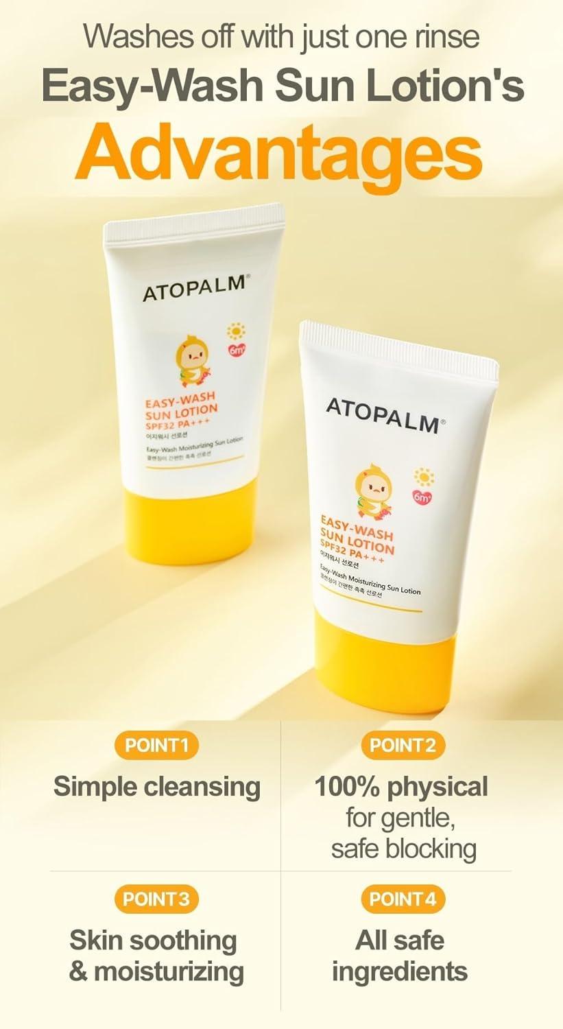 Easy-Wash Sun Lotion SPF32 PA+++ 60ml | Atopalm