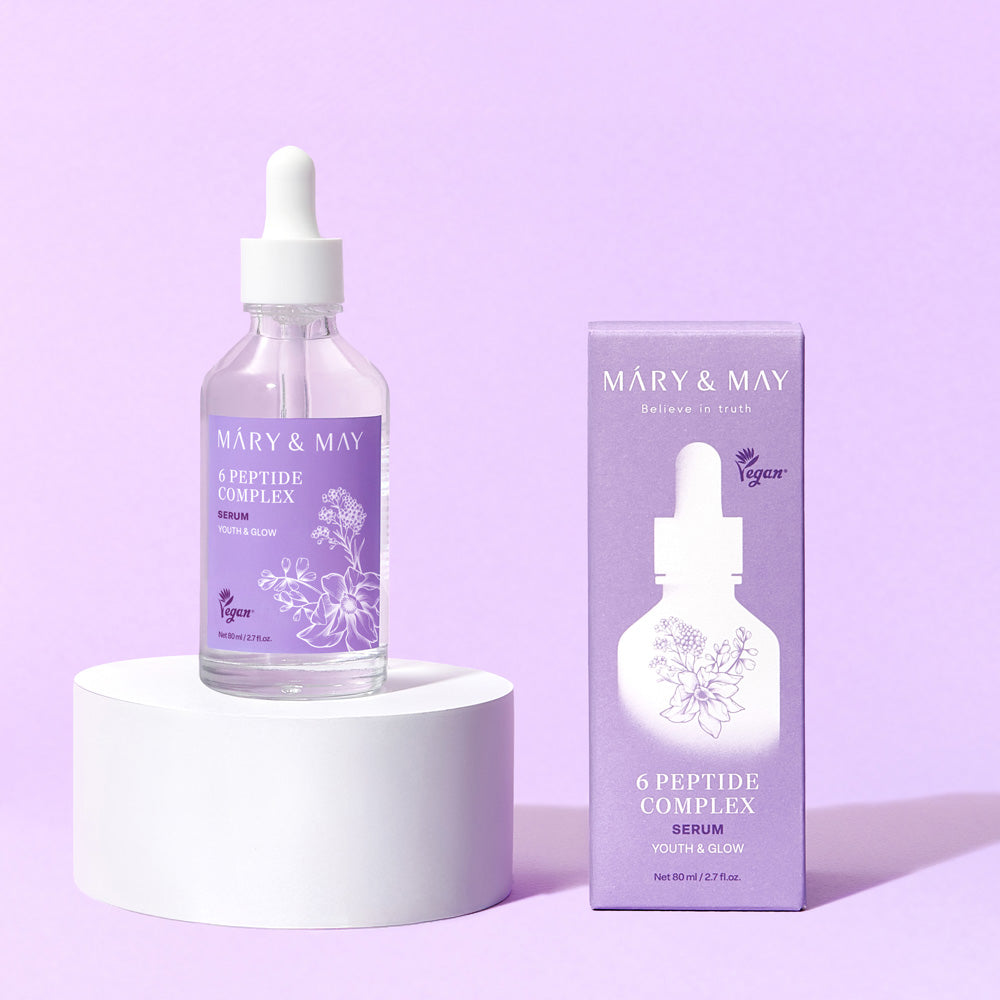 Discover the exquisite Mary&May 6 Peptide Complex Serum, a South Korean masterpiece blending six potent peptides for timeless beauty and radiant skin.