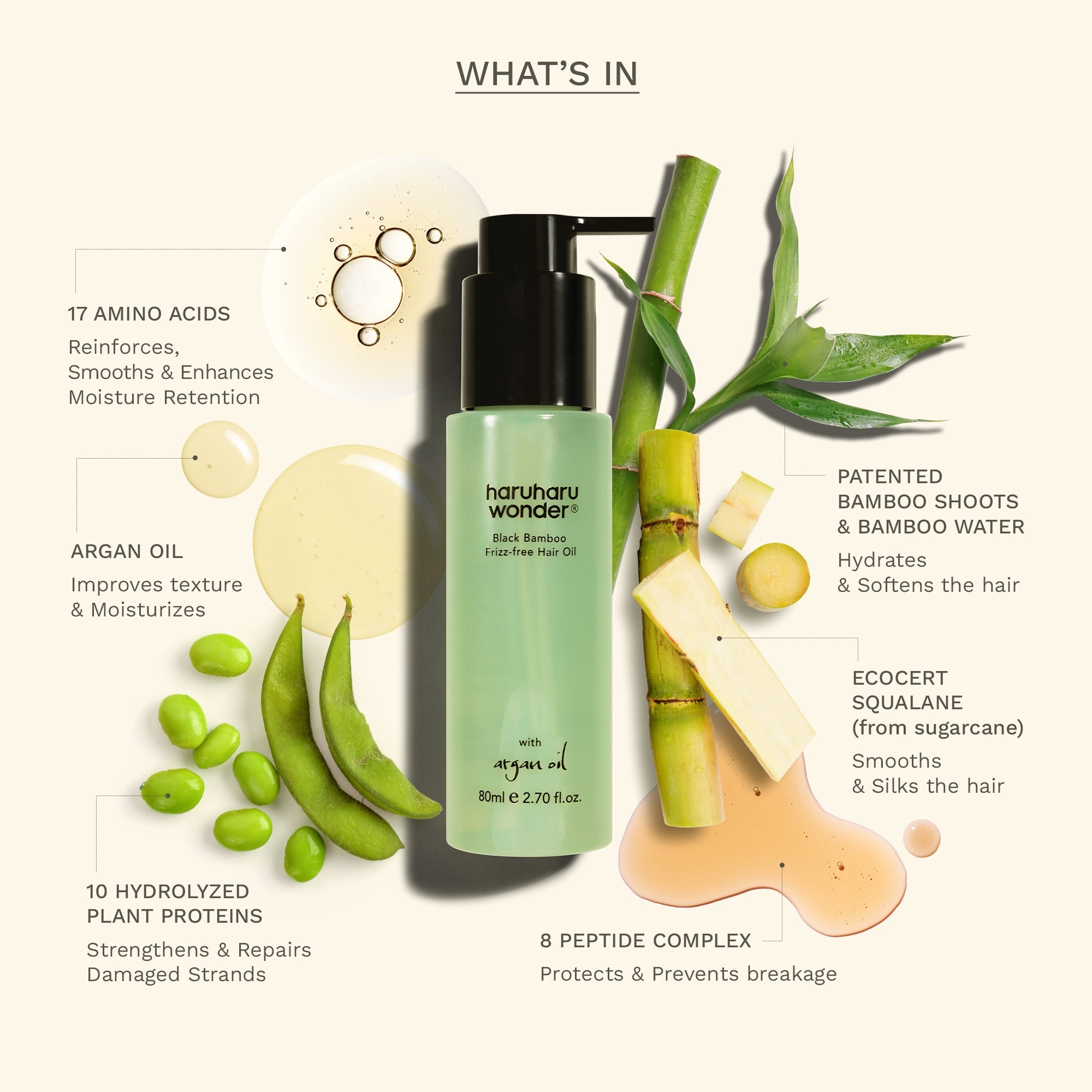 Frizz-Free Black Bamboo Hair Oil for Luminous Shine | Haruharu Wonder