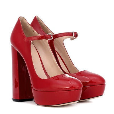 Elegant Round Toe Thick Sole High Mary Jane Heels | ULZZANG BELLA