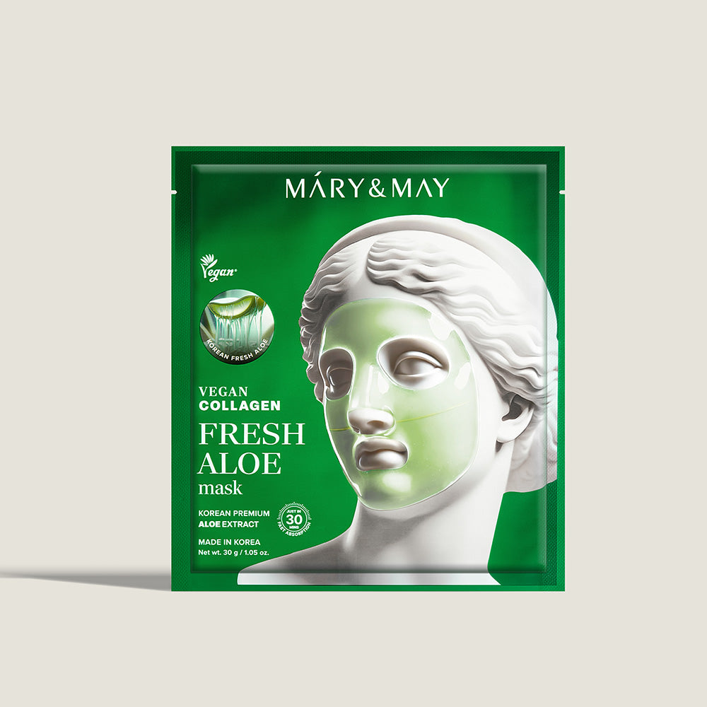 Experience the exquisite craftsmanship of athé's Vegan Collagen Fresh Aloe Mask, a luxurious South Korean formulation that rejuvenates and soothes your skin with elegance.