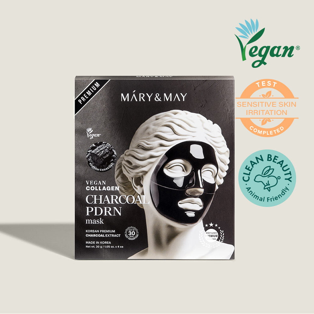 Discover the luxurious allure of Mary&May's Vegan Collagen Charcoal PDRN Mask, crafted in South Korea to rejuvenate your skin with premium ingredients for timeless radiance.