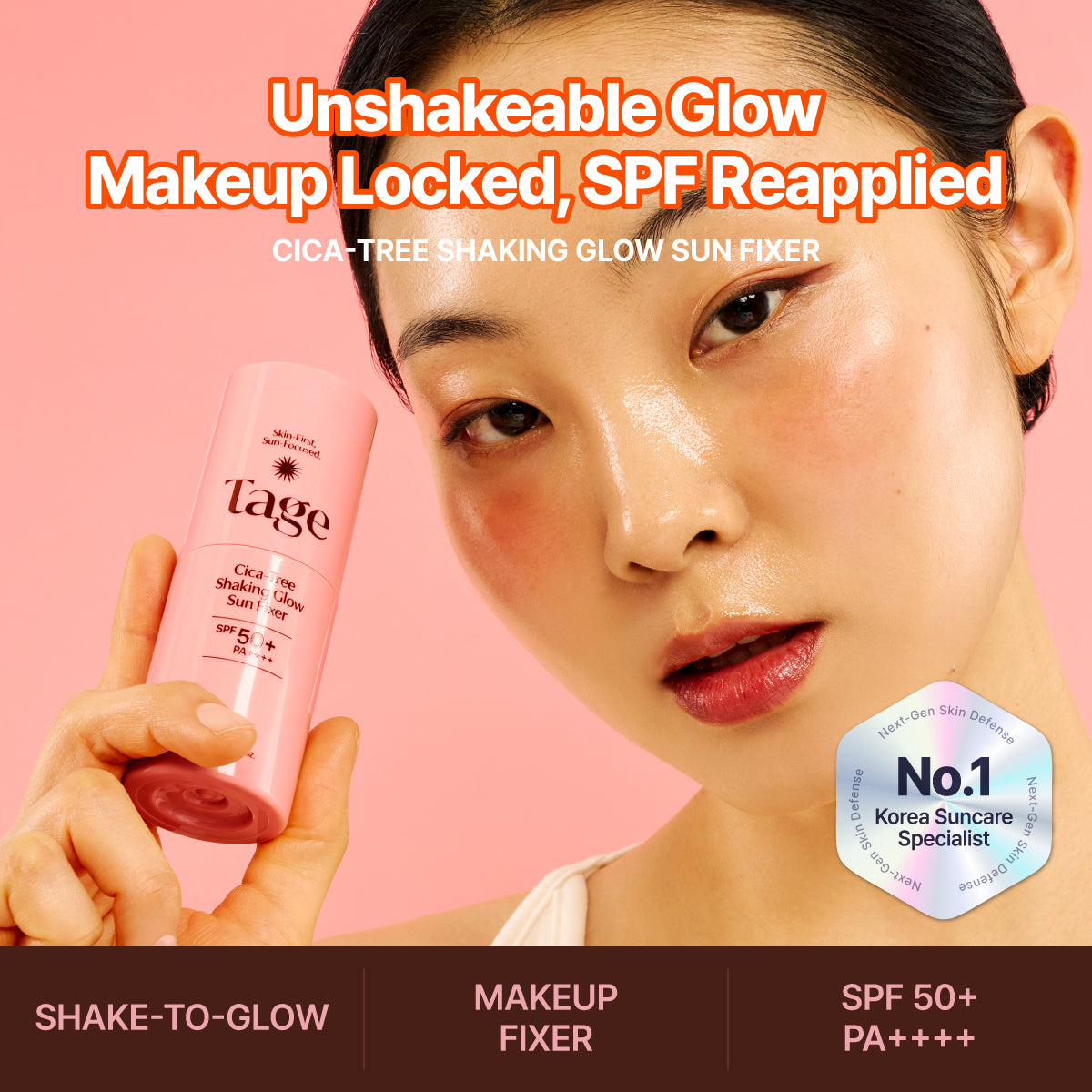 Discover the luxurious Cica-Tree Shaking Glow Sun Fixer by Tage, crafted in South Korea to elevate your beauty ritual with artisanal sun protection and radiant skin.