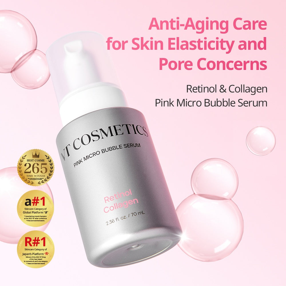 Retinol Collagen Pink Micro Bubble Serum 70ml | VT Cosmetics