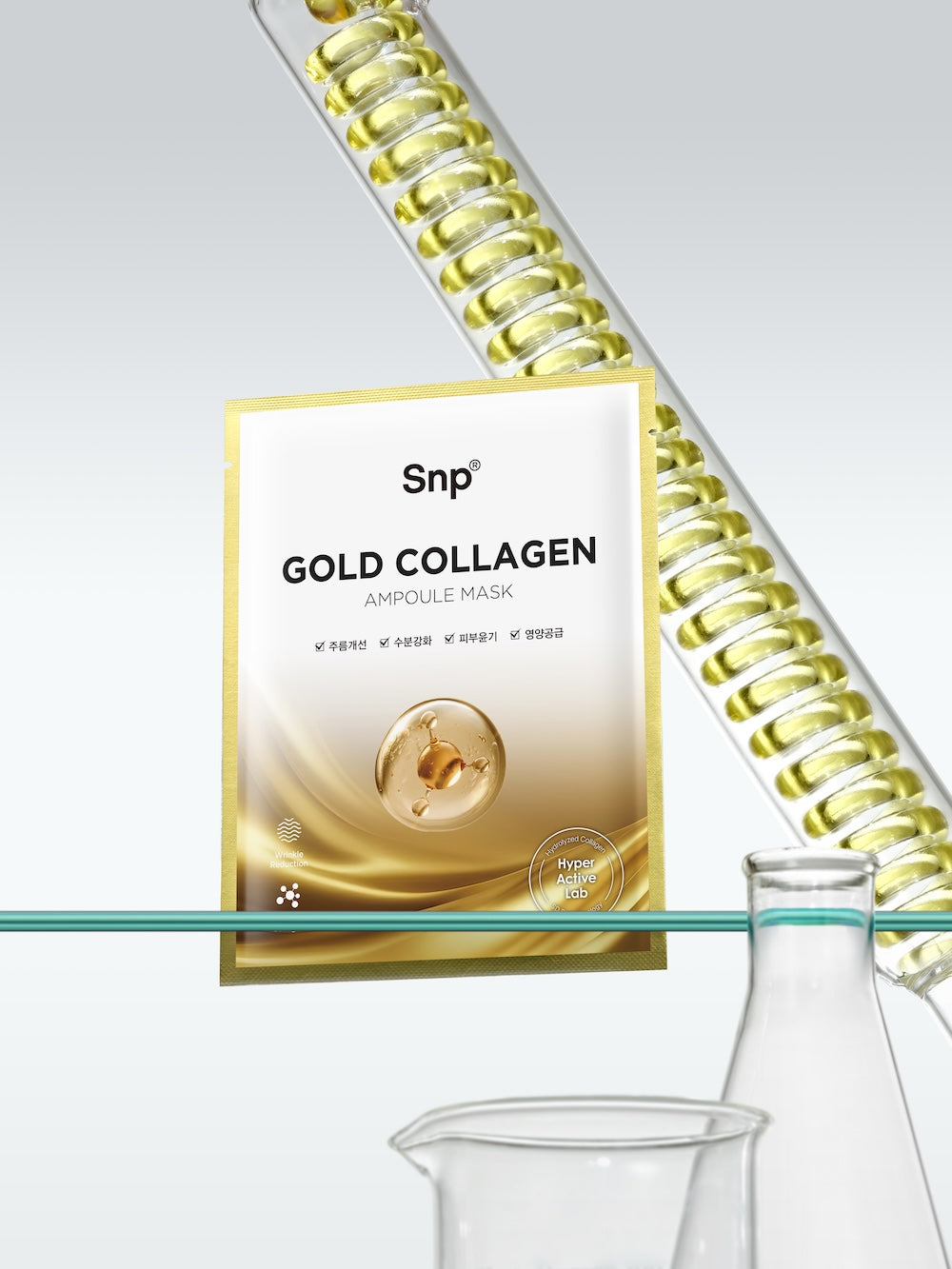 24K Gold Ampoule Sheet Mask 25ml x 10 Sheets | SNP