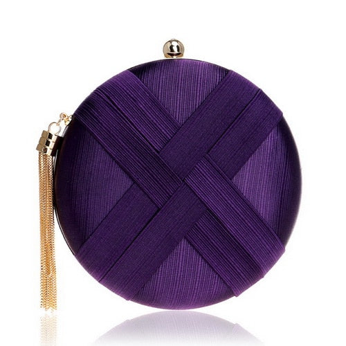 Tassel-Embellished Metal Clutch: Luxurious Evening Handbag for Weddings & Parties | ULZZANG BELLA